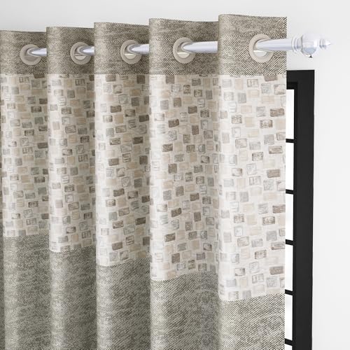 Image of Door Curtains 7 Feet Pack of 1, Geometric, Beige