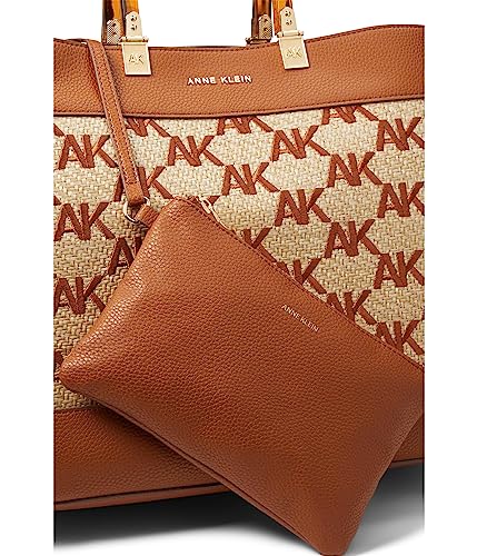 Anne Klein Large tote in embroidered AK straw4