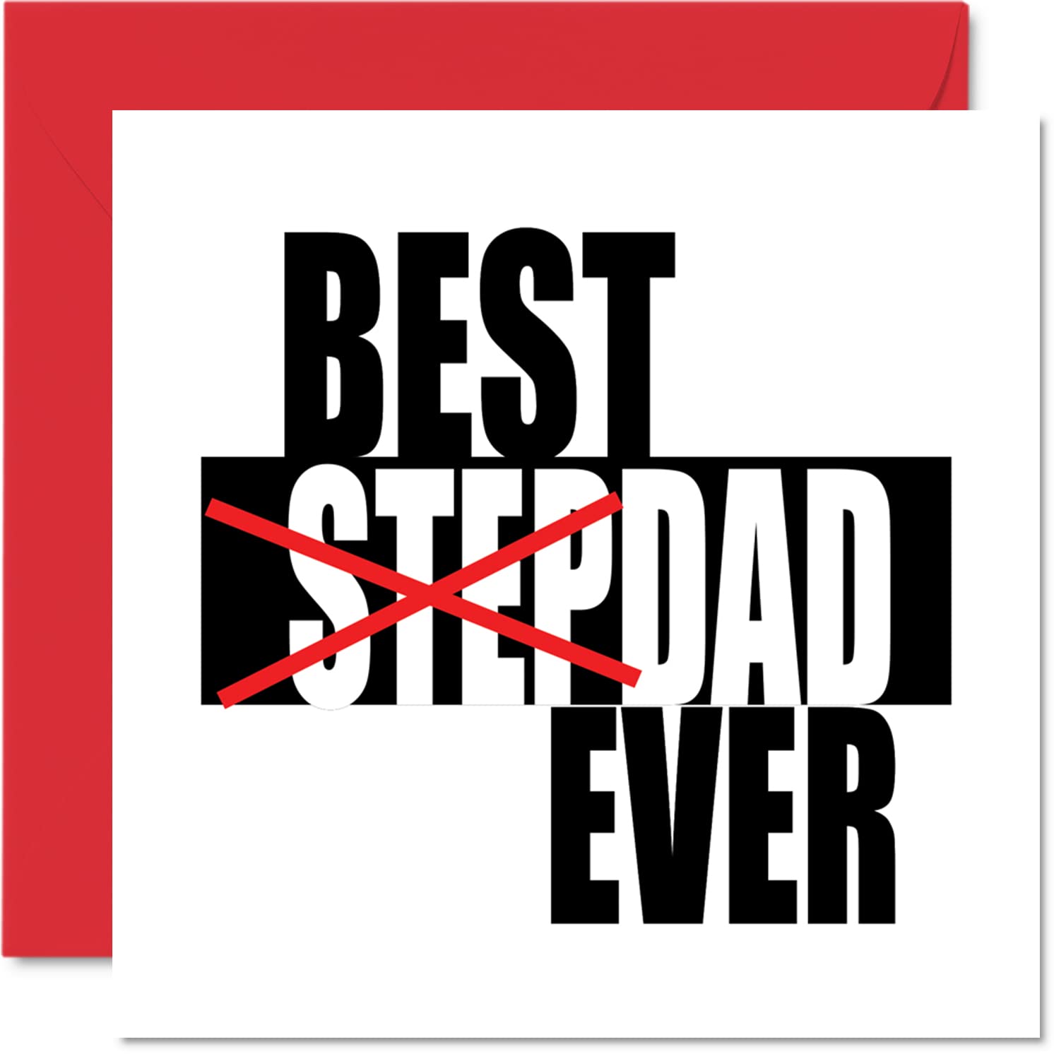 Heartfelt Birthday Cards for Step Dad - Best Step Dad Ever - Happy Birthday Card for Stepdad Crossed Out from Son Daughter, 145mm Father's Day Greeting Cards Gift Daddy Papa