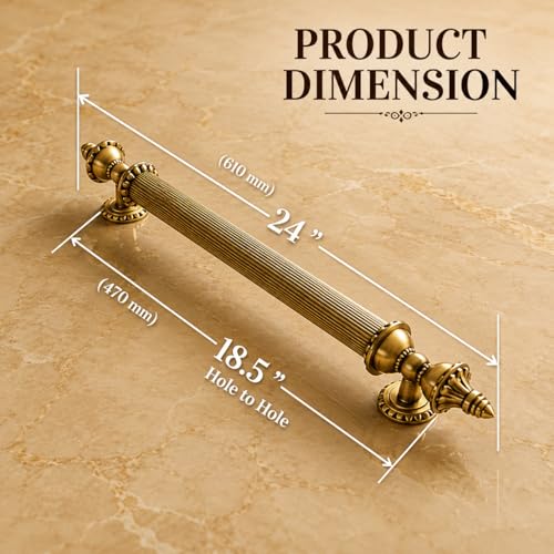 Image of GLOXY Premium Antique 24 inch Vintage Royal Taj Main Door Handle with 18.5 inch Hole-to-Hole Spacing - Decorative Push & Pull Aluminium Handle for Wooden & Glass Doors - Ideal for Homes, Restaurants & Villas