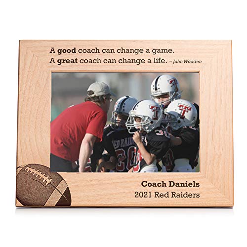Lifetime Creations Engraved Personalized Football Coach Picture Frame (5 x 7 Landscape) - Personalized Football Coach Gifts, Youth Football Coach Frame Gift Ideas