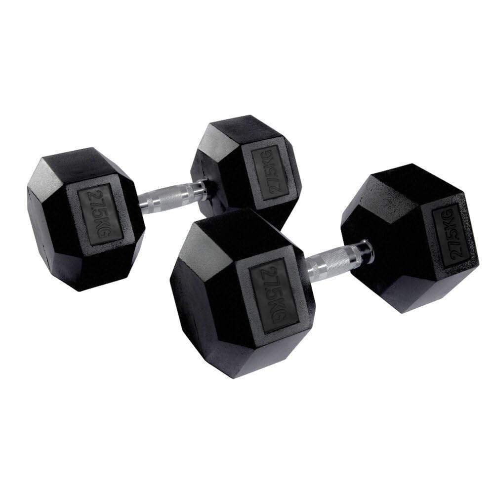 Equipped Gym - Weights Hex Dummbells Pairs. 27.5kg Cast Iron Gym Weights. Gym Equipment For Home And Commercial Use For Both Men And Women.Anti-Rolling Dumbbells for Weight Training