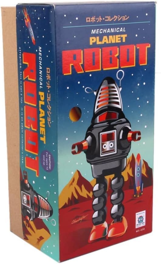 Amazon.co.jp: レトロ ブリキ製 玩具 ネジ巻式 ロボット （レッド