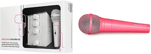 Lucky Voice Karaoke Machine - Home Singing Machine with Microphone thats Perfect Fun for Adults, Kids and Families - Compatible with Mac, PC, iOS and Android Devices & PG522 Spare Microphone - Pink