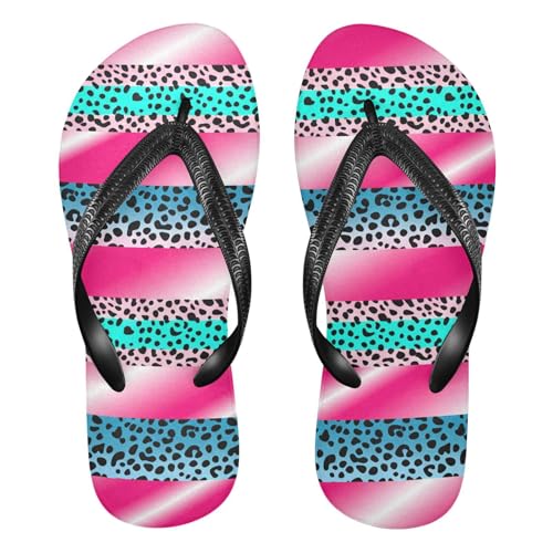 Stripes Leopard Bluepink Flip Flop Beach Summer Casual Sandal for Women & Men Shower Shoes 20861917