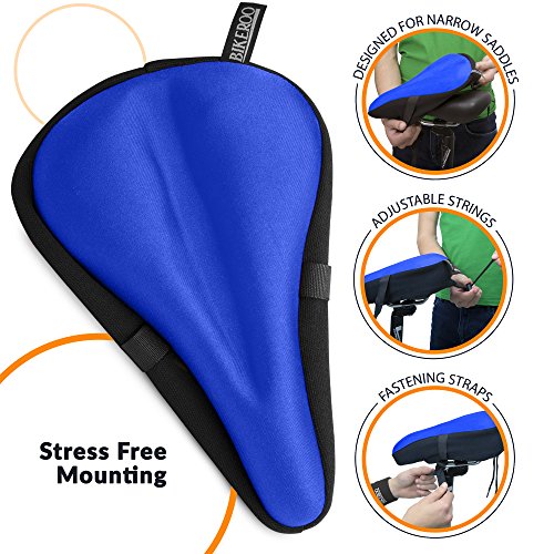 Bikeroo Bike Seat Cushion 11in X 7in Wide Padded Gel Cover, Adjustable for Men & Womens Comfort