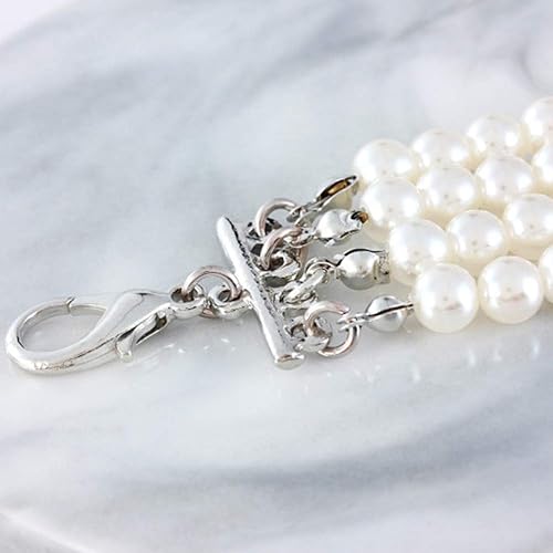 Miniatura 6 de RayMinsino Collar para mascotas con cuatro filas de perlas y diamantes de punto de perlas, joyería ajustable con flores de rosa para gatos y perros