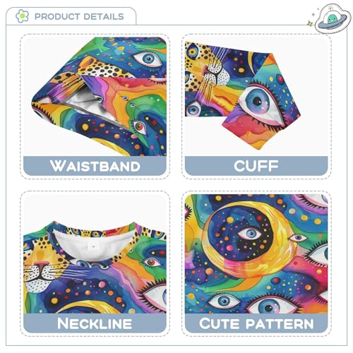 JUNZAN Weird Leopard Evil Eyes Ball on Rainbow Little Boys Sweatshirt Hoodie Long Sleeve Hoodie for Boys Athletic 4T3