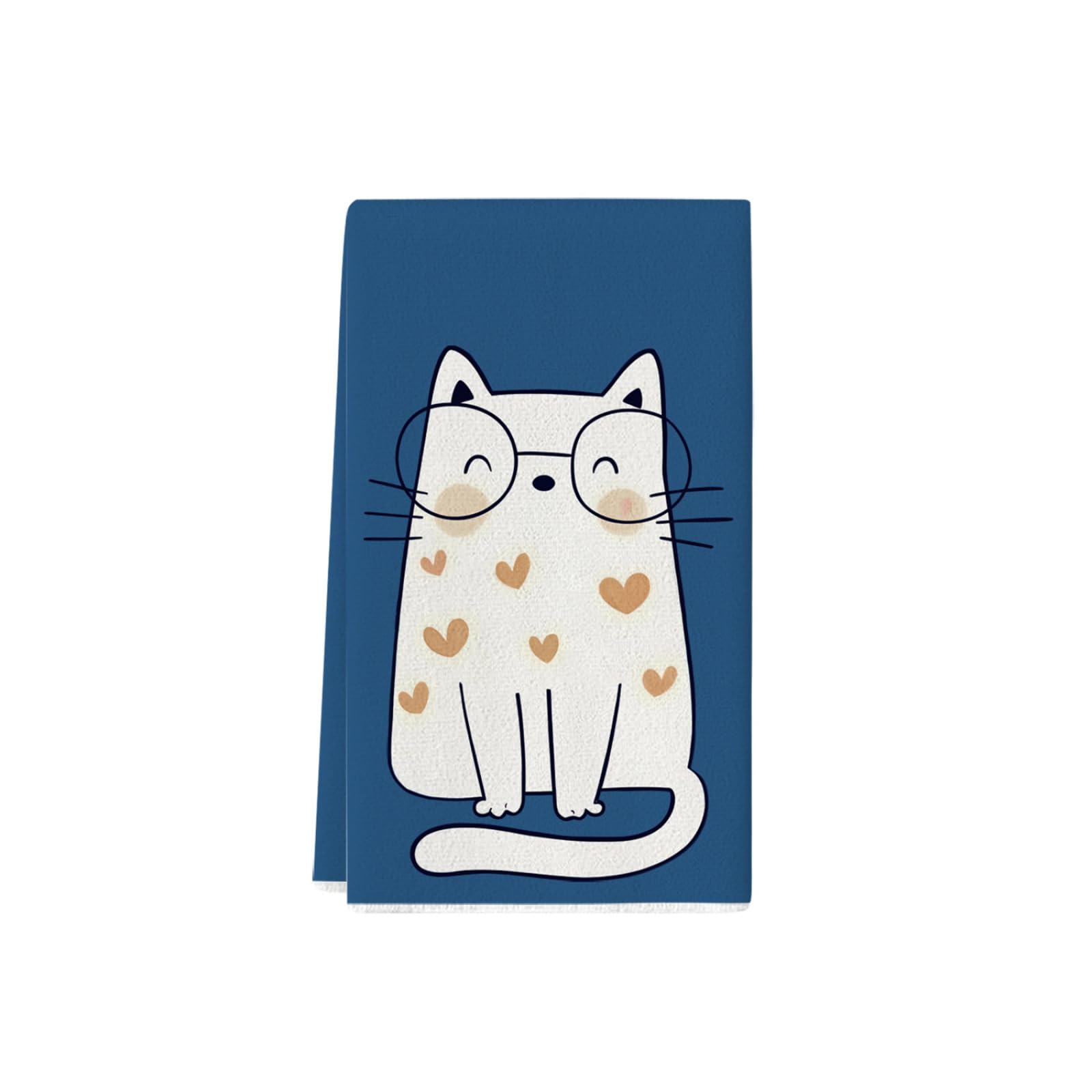 Paños de Cocina Gato Azul Oscuro Trapos Cocina Suaves Lavable Poliéster Secado Rápido Reutilizables para Baño Barra Restaurante Picnic etc Toallas de Limpieza 4 Piezas (40x60 cm)