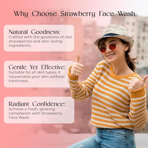 Wit & Whimsy Cherry Cheeks Strawberry Face Wash Enriched With lactic Acid & Vitamin E Authentic Ayurvedic Formulation For All Skin Types - 100ML (3.38 Oz) - Image 6