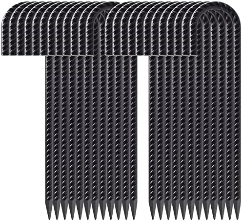 AAGUT 16” Rebar Stakes Heavy Duty J Hook 24 Pcs Ground Anchors Black Steel Metal Garden Stake Yard Spikes for Camping Tent, Chain Link Fence