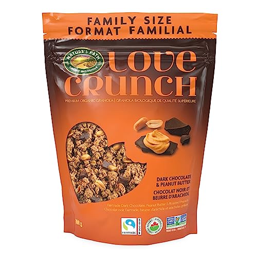 Love Crunch Organic Dark Chocolate & Peanut Butter Granola, 700 g (Pack of 6), Non-GMO, Fair Trade, by Nature’s Path