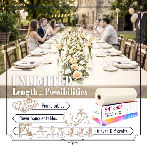 Image of Plastic Table Cloth, 54In x 300Ft Plastic Table Cloth Disposable