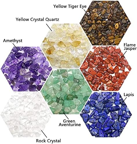 GangGangHao 7 Chakra Natural Chip Stone,About 628 Pcs Irregular Gemstones Healing Crystal Loose Rocks Bead Hole Drilled DIY for Bracelet Jewelry Making Crafting (5-8mm,7 Chakra Color Mix) - Image 2