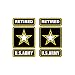 Two Pack Retired Army Sticker FA Graphix Die Cut Decal Self Adhesive Vinyl Ranger