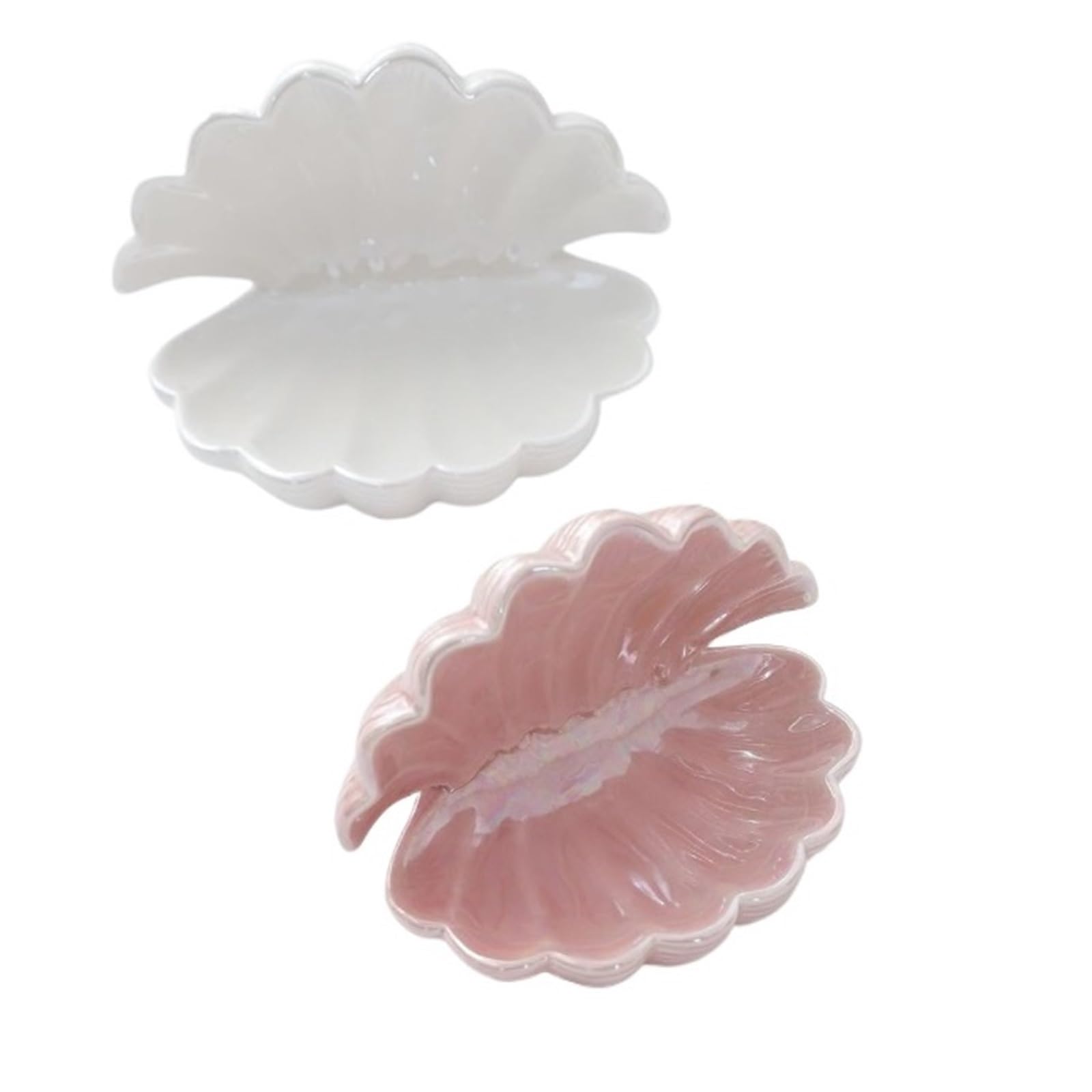 RRYPBOVG Ceramic Jewelry Dish Ceramic Shell Jewelry Plate Earring Storage Display Dressing Table Home Handicraft Small Ornaments(2pcs)