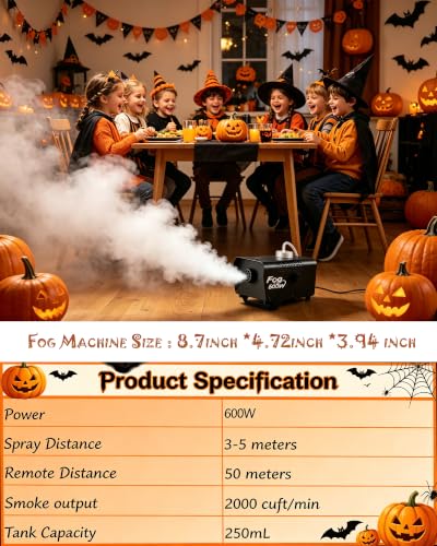 Máquina de humo con control remoto 600W para fiestas miniatura 6