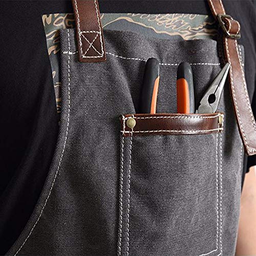 tablier Tablier à outils de travail Tabliers de toile réglable durable Unisexe avec poches à outils Cuisine Barber Barbec Heavy Duty Atelier Tablier