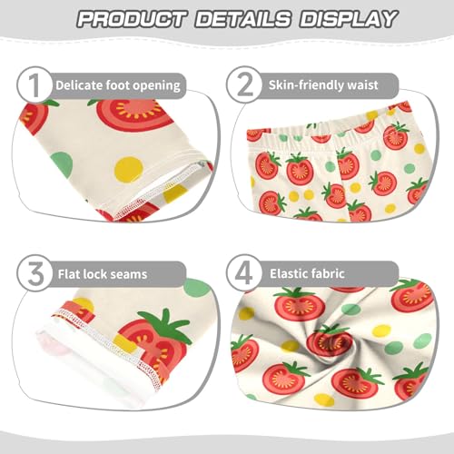 senya Girls Printed Leggings Yoga Pants Yellow Background Sliced Tomatoes Pattern for Kids in 4t to 10 Years, 4T3