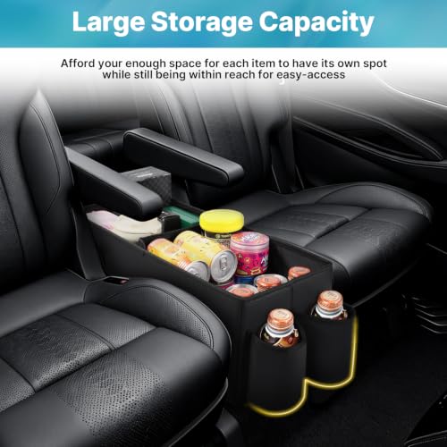 Image of Mixsuper Liner Car Seat Organizer for Subaru Ascent 2019-2026 Center Console Organizer with Cup Holders for Ascent, Kids Toys Baby Supplies Dog Box Storage Bin Travel Accessories