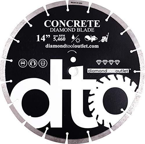 Premium Diamond Segmented Saw Blade for Concrete, Block, Brick, Masonry, 1-Inch Arbor, Wet or Dry Cutting, Made in USA (14