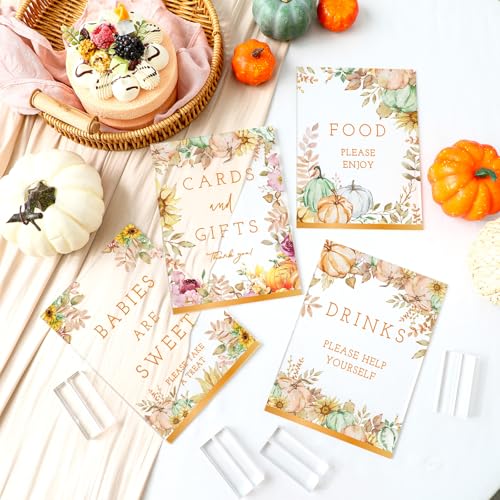 Image of Vercraft 6 Pcs a Little Pumpkin Is on The Way Baby Shower Table Decor | 5 x 7 inch Pumpkin Baby Shower Decorations, Fall Pumpkin Centerpieces, Wedding Birthday Party Guest Gift Decor