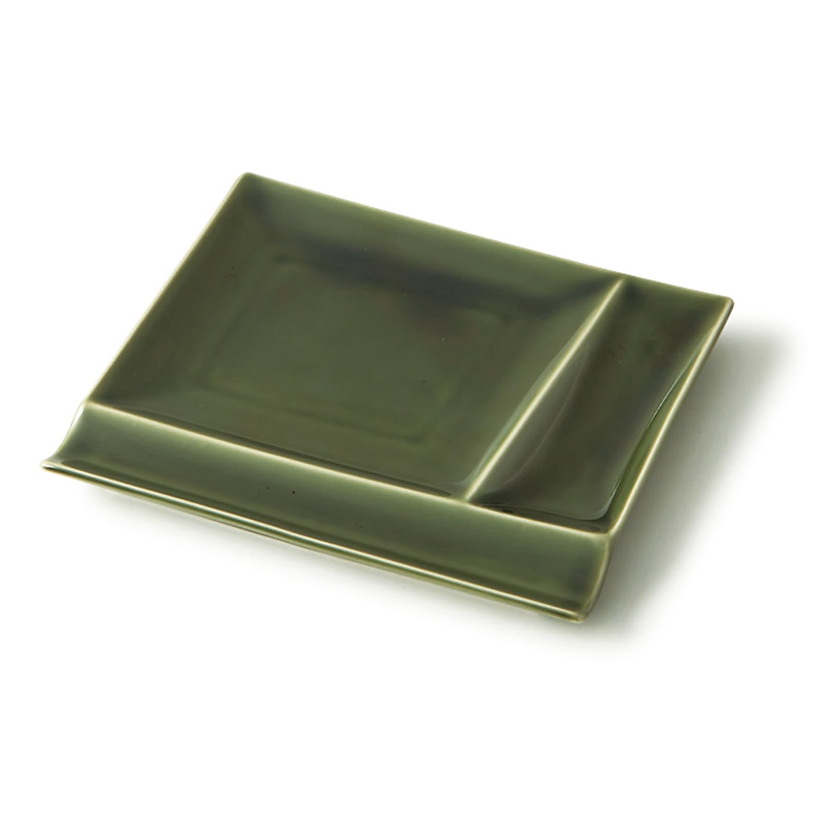 Mino Ware Miyama Oribe Green Divided Plate Medium 6.7x5.7in Porcelain