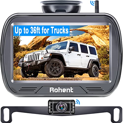Wireless Backup Camera for Trucks, Rohent R11 HD Bluetooth Backup Camera Stable Digital Signal Hitch Rear View Camera System Easy Installation IP69K Waterproof