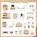 36Pcs Dollhouse Furniture Set,Miniature 1:12 Scale Dolls House Accessories with Cat,Dog,Kitchen, Dining Room, Living Room,Bedroom for Playhouse Toy(Beige)