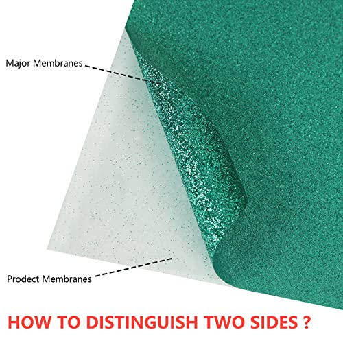 Image of guangyintong HTV Glitter Green Roll, 12''x8ft Iron on Vinyl for T-Shirts, Easy to Cut & Weed for Heat Vinyl Design