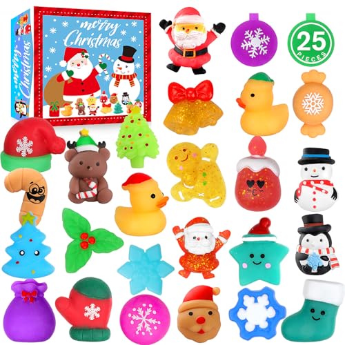 LIAM&AVA Christmas Squishy Toys, 25 PCS Mochi Squishies Bulk Toy