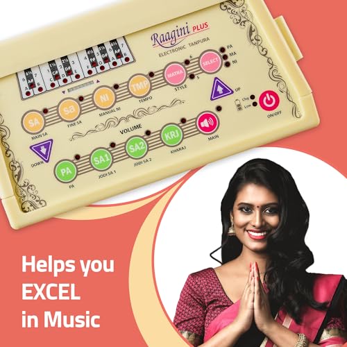 Image of Raagini Plus, Electronic Digital Tanpura Musical Instrument for Carnatic Tambura Shruti & Hindustani Music. Electric Drone Sound Box