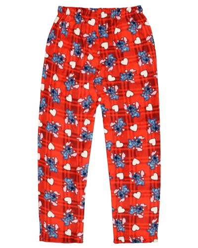 Disney Lilo & Stitch Adult Stitch Lovestruck Hearts Fleece Pajama Sleep Pants For Men and Women2