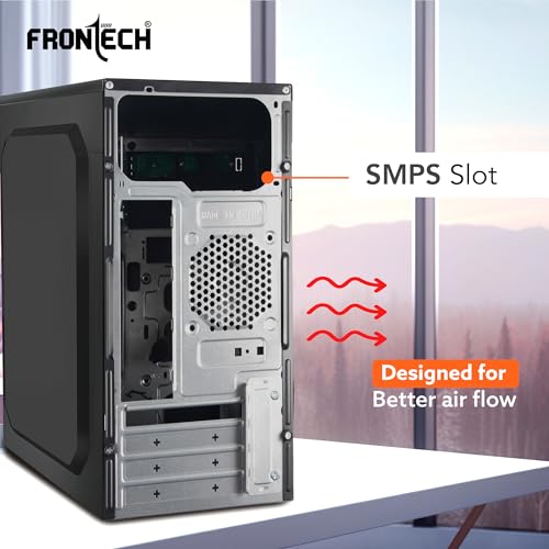 Image of FRONTECH ICON Silver Computer Cabinet | Home & Office Use | Silver Range | Enhanced Airflow Design | Dual Front USB & Audio Ports | Rear-Mounted SMPS | ATX /Micro-ATX Motherboard Support (FT-4371)