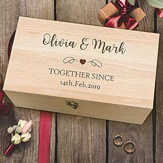 howson london Large Personalised Wedding Keepsake Box/Heavy Beech Memory Box Box | Wedding Gift for Couples | Personalised Engraved Wedding Wooden Keepsake Memory Chest Box