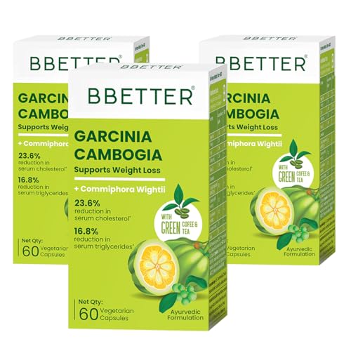 Image of BBETTER Garcinia Cambogia For Weight Loss Capsules For Women And Men - With Green Coffee Green Tea Guggulu Extract & Inulin - Keto supplement - 180 Veg capsules