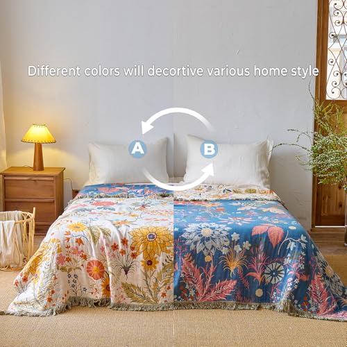 Image of Ultra Soft Fall Boho Throw Blanket,Colorful Floral, 60 inchx80 inch