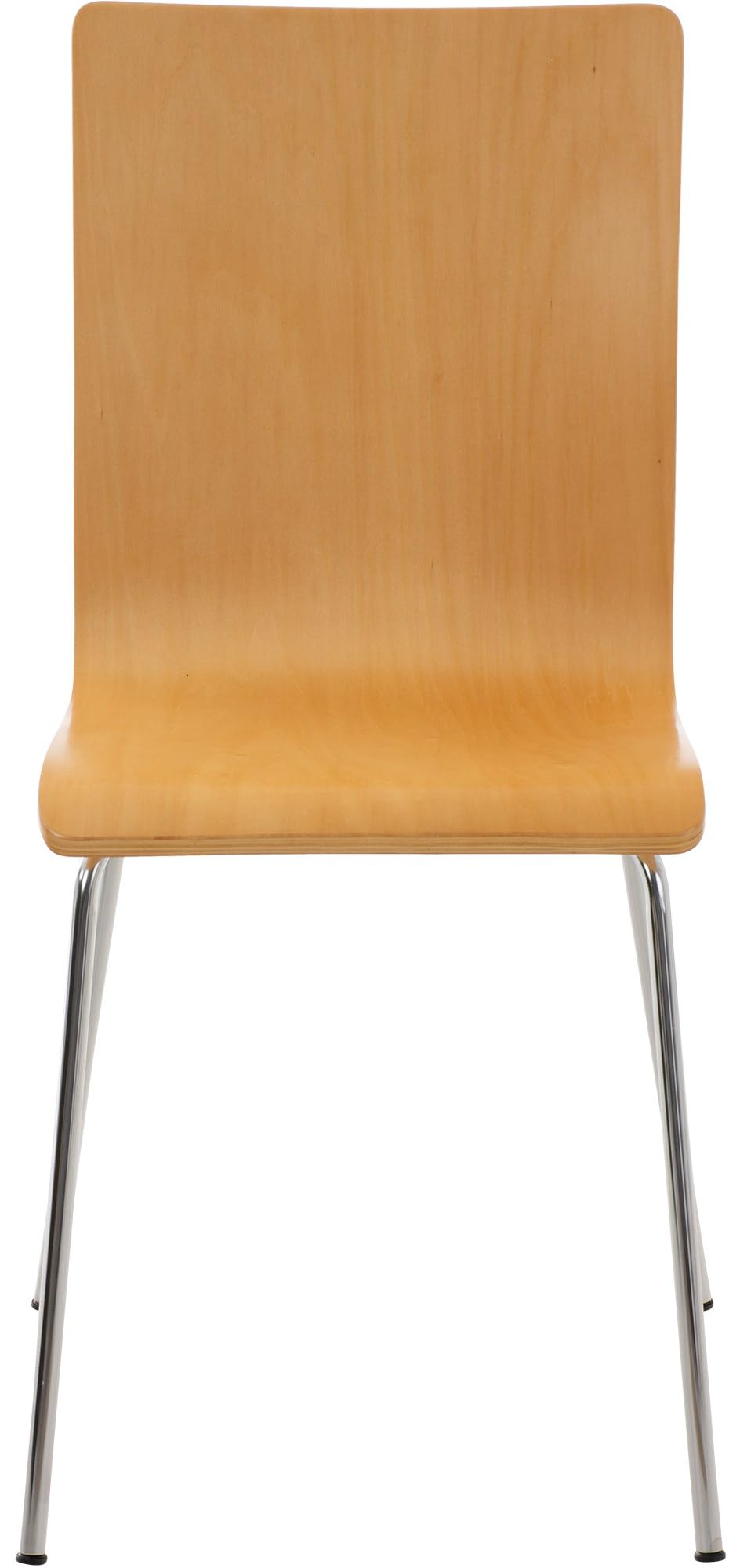 CLP Juego de 4 Sillas de Espera Pepe, Silla de Visitas con Asiento de Madera Ergonómico, Soporte Metálico, Color Natura