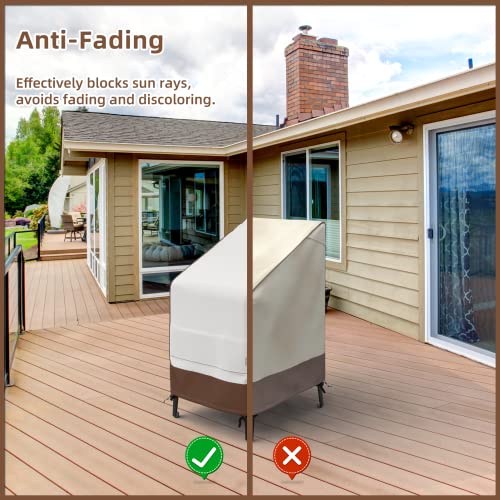 Mr. Cover Stacking Outdoor Chair Covers, Fits 4-6 Stackable Patio Chairs, 26W X 34D X 45H Inches, Waterproof & Uv-Resistant Material, Brown & Beige #TOP7