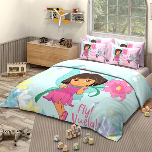 Image of Sassoon Dora Fly Digital Printed 100% Cotton Bedsheet with 2 Pillow Covers in 300TC