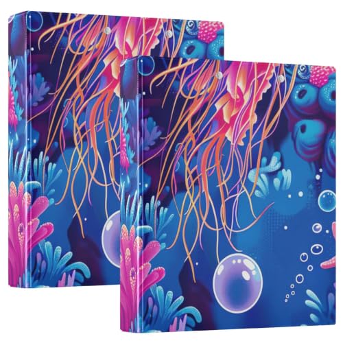 Classeur décoratif violet et bleu méduse de récifs coralliens 3,8cm
