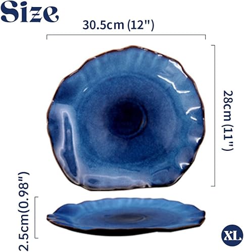 Miniatura 2 de Platos llanos de cerámica, platos de ensalada irregulares novedosos para cocina, juego de vajilla de porcelana, horno, microondas, apto para