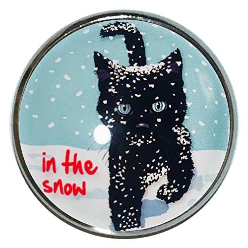 猫 ピンバッジ 猫ピンバッチ 雪の中の黒猫 ピンバッチ 猫 ブローチ 猫 ピン