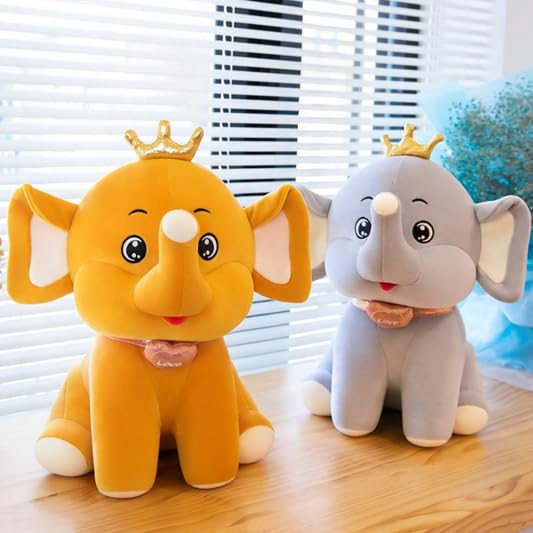 Image of SCOOBA Adorable Crown Elephant Soft Toy 25cm (Elephant 25cm Gold Color)