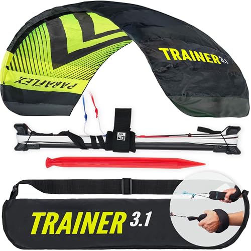 Wolkenstürmer Paraflex Trainer Lenkmatte 3.1 (schwarz-gelb) - flugfertiger 3-Leiner Kite mit...