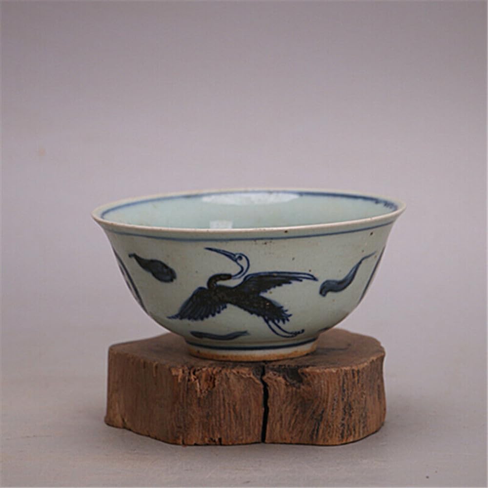 Cuenco de porcelana china Ming de 4.6 pulgadas azul y blanco