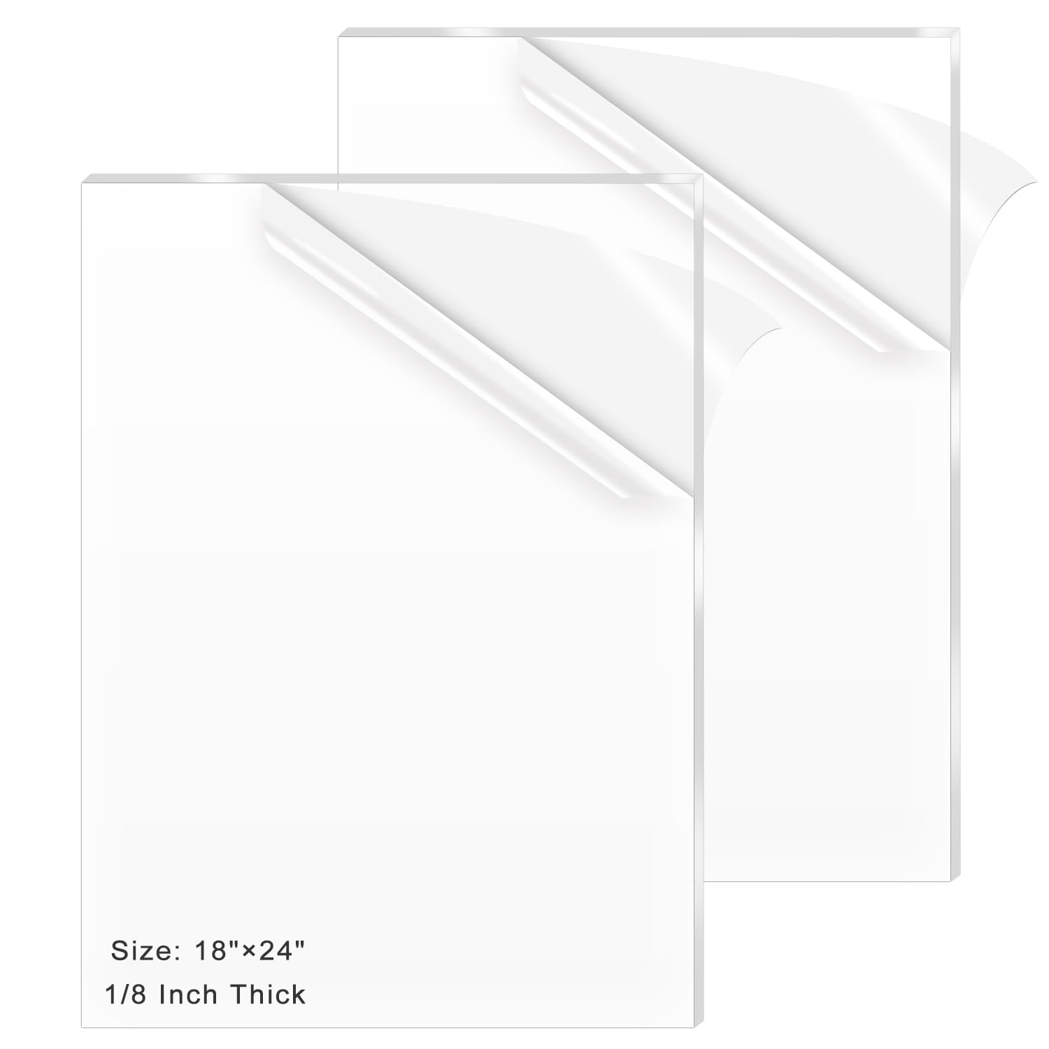 2 Pack 18x24 Inch Acrylic Sheet 1/8" Thick, Cast Acrylic Sheet, Clear Plexiglass Sheets, for Craft Projects, Display Cases, Signs, Photo Frame