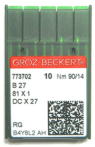 GROZ-BECKERT 10 B 27 Aiguilles à piston rond 81 x 1 / DC x 27 mm Aiguilles pour machine à coudre industrielle St. 90/14 Cover