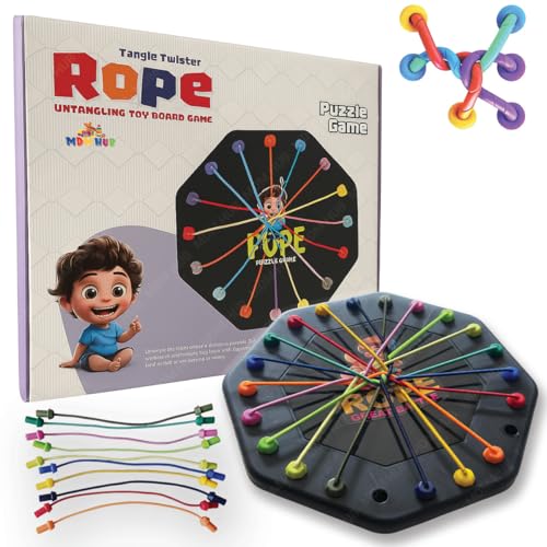 Image of Rope Untangling Puzzle Game, Educational Strategy Board Game for Kids & Adults, Family Travel Party Games with Multi-Level Challenges, Gifts for All Ages
