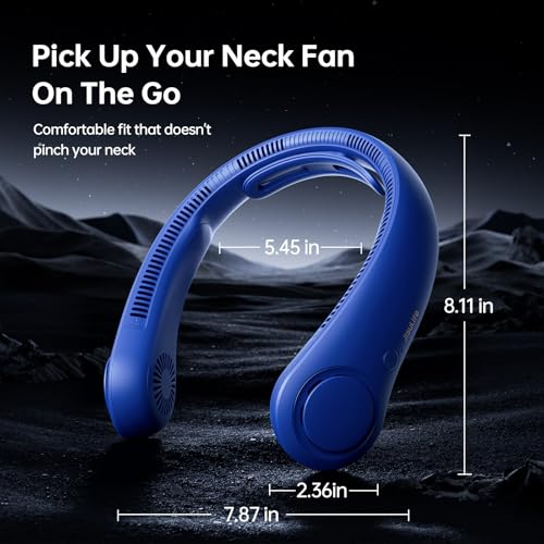 Image of JISULIFE Portable Neck Fan Upgraded: Neckbrace Hands-Free, 5-Speed 6000 mAh | 25H Max Runtime, Personal Wearable Bladeless Rechargeable Fan for Outdoor /Travel /Concerts, Gifts for Women Men - Dark Blue